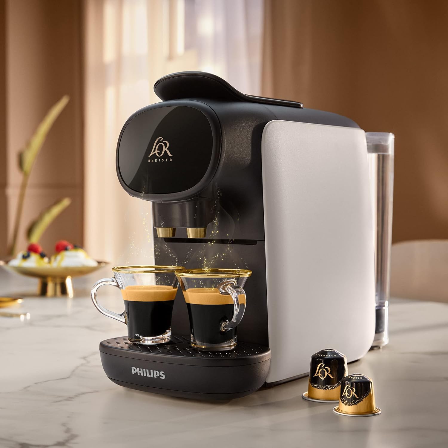 Machine à Café L'Or Barista Sublime LM9012/00 Blanc – Capsules XXL, Double Tasse